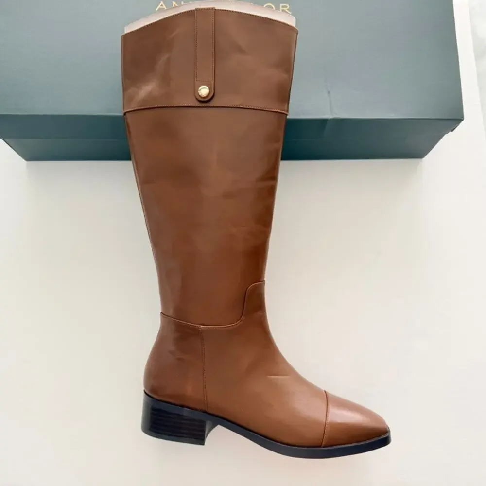 Ann Taylor Ladies Equestrian Tall Riding Boots NEW Size 9 Leather Pecan Brown